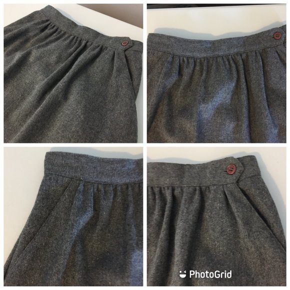 Vintage 70's Grey Minimalist Skirt, Retro Causal Work Skirt, Boho Hippie Office - Picture 2 of 10